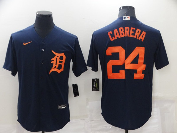 Men's Detroit Tigers #24 Miguel Cabrera Navy Cool Base Stitched Jersey